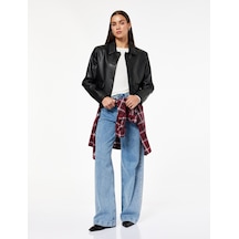 Koton Pamuklu Normal Bel Taş Detaylı Geniş Paça Jean Pantolon - Wide Leg Jeans Orta İndigo 7wal40025md