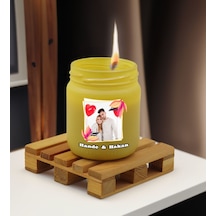 Bk Gift Kişiye Özel Dtf Fotoğraflı İsimli Sarı Renkli Cam Kavanozda Kokulu Mum-1, Arkadaşa Hediye, Sevgiliye Hediye, Doğum Günü Hediyesi