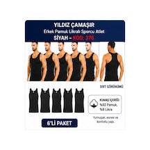 Yıldız Çamaşır Erkek Pamuk Likralı Sporcu Atlet 375-376-377 - 6 Adet Siyah