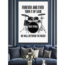 Ahşap Tablo Bateri Seti Müzik Posteri