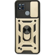 Newface Realme C11 2021 Kılıf Pars Lens Yüzüklü Silikon - Gold Altın