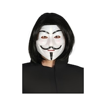 Büro Ev Ofis Gösteri Kostümü İçin Siyah Peruk Maske For Vandetta Seti Standart