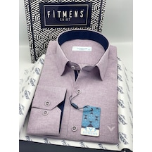 Klasik Uzun Kol Keten Cotton Hediye Kutulu Erkek Gömlek Fs-001261 - Mor-1415