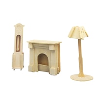 Woodcraft Ahşap Maket Saat ve Lamba Seti Maketi