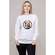 Anime Dragon Ball Baskılı Beyaz Kadın Sweatshirt (528306592)