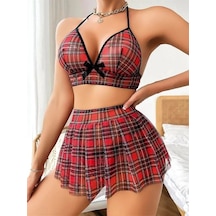Ang Butik Kadın Mini Tül Çekici Öğrenci Kostümü Takımı Görsel