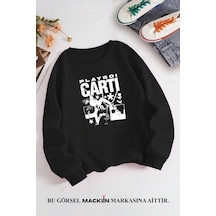 Macklin Unisex Kadın Erkek Playboi Carti Özel Tasarım Baskılı Bisiklet Yaka Sweatshirt Siyah Mck1304 Siyah