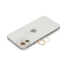 Apple İphone 12 Renkli Kamera Lens Koruma Cam - Sarı-turuncu Diğer
