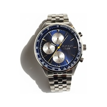 Jg. Polo Club Erkek Kol Saati Gümüş Ve Mavi Renk, Gümüş Kadran - Şık Metal Kordon, 2 Yıl Garantili Metalik