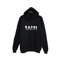 Sherlock Holmes Baskılı Kapüşonlu Sweatshirt Siyah