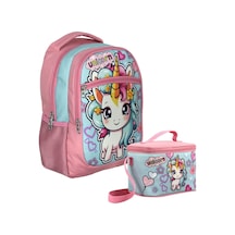 Cennec Bebek Unicorn Desenli Kız Çocuk Pembe Turkuaz İkili Çanta Ve Beslenme Seti - Setumt5048b Pembe - Turkuaz