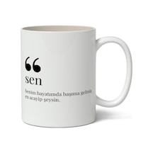 Sen Kelime Anlamı Baskılı Kupa Bardak Baskılı Kahve Kupa Bardak