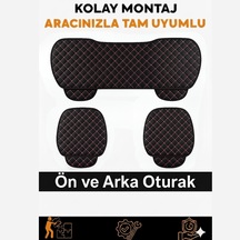 Ford Taurus 1996 2006 Uyumlu 3 Parça Kapitone Oturak Araba Koltuk Suni Deri Siyah Pembe - Kaymaz