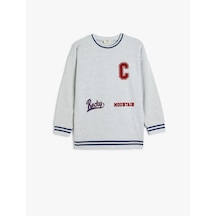 Koton Sweatshirt Uzun Kollu Bisiklet Yaka Baskı Detaylı Gri 5wkb10206tk Gri