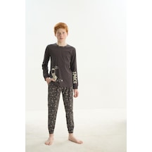 Sevim Erkek Çocuk Garson Uzun Kol Antrasit Pijama Takım C6t1n7o8 001