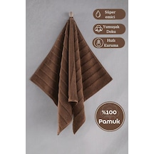 Pamuk Tekli Havlu Jakarlı Karna Premıum Venna - 70 X 140 Kahverengi