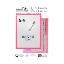Manyetik Çift Taraflı Yazı Tahtası Renkli 25x35 Cm 1 Adet Çocuklar İçin Silinebilir Mıknatıslı Yazı Tahtası Plastik Pembe