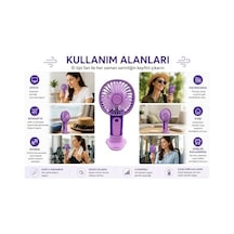 Mini El Fanı Usb Şarjlı Type-c Bağlantılı 3 Kademeli Taşınabilir Elektrikli Fan Masaüstü Ve El Tipi Kullanım Mor Renk Serinletici Fan .