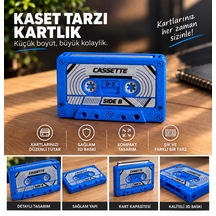 Syk Design Kaset Cüzdan Retro 3d Baskı Kartlık Mavi 6 Kart Kapasiteli