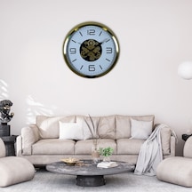 Modern Prestige Gold 60 Cm Çarklı Duvar Saati Çok Renkli
