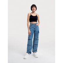 Wide Leg Regular Fit Kadın Pantolon Denim