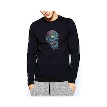 One Piece Zombie Baskılı Siyah Erkek Örme Sweatshirt (528942972)