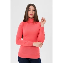 Miss Poem Balıkçı Yaka Basic Kadın Mercan Triko Kazak Mercan