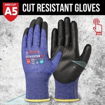 Willowhaven Mavi 5 Seviye Kesilmeye Dayanıklı İş Eldiveni - Pu Kaplama Kaymaz Nefes Alabilir