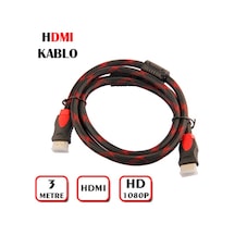 3 Metre Kaliteli Örgülü Hdmi Kablo 3 Mt Hdmi Kablo