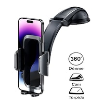 T-78 360 Vantuzlu Araç İçi Telefon Tutucu Ayna Torpido Montajlı Araba Telefon Tutacağı Hidrolik -