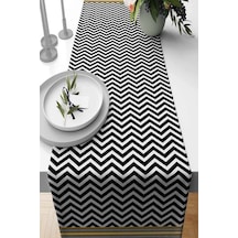 Siyah Zigzag Desenli Premium Masa Örtüsü Runner Rnr433n11