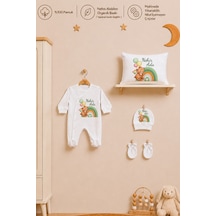 Pia Baby İsme Özel Kız Bebek Tulum %100 Pamuk Organik Baskılı İsimli Bebek Tulumu 35x45 Cm Yastık Kılıfı Bebek Seti 2083yt3x Krem
