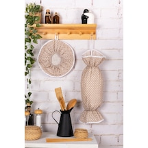 2'li Mutfak Seti Çok Amaçlı Organizer Düzenleyici Poşetlik Ve Pilav Demleme Örtüsü Takımı Siyah Zincir Siyah