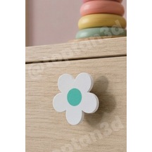 8 Adet - Turkuaz Papatya Dolap Kulpu - Çocuk Odası Kulp, Papatya Kulp - 5 Cm - Kulp Vidası Dahildir Sarı