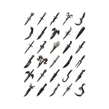 30 Adet Gotik Okült Ritüel Tılsımları Sticker Seti - Laptop, Defter, Kılıf Çok Renkli