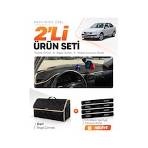 E-biz Seat Cordoba 1998-2001 Uyumlu Torpido Örtüsü + Deri Bagaj Çantası Seti - Siyah-bej - Se002