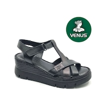 Venüs Boobril Hakiki Deri Comfort Ortopedik Kadın Sandalet siyah