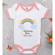Bitmeyenkartus Bk Kids Kişiye Özel Pembe Bebek Body Zıbın - Model 44 Çok Renkli