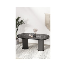 Avvio Brita Ptt Lake Mdf Beyaz Ayakli 80x180 Mutfak Masasi Yemek Masasi Siyah Mermer