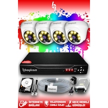 Bayicam 4 Kameralı Dome 4 İç Kamera Set 250 GB HDD Full HD Renkli Gece Görüşlü Güvenlik Kamerası Sistemi