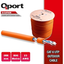 Qport Cat6 Utp 23Awg Turuncu 500M Outdoor Makaralı  Kablo Q-Cato2R