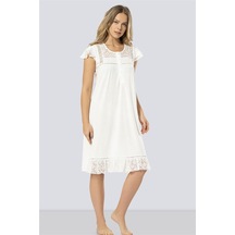 Türen Kadın Ekru Önden Düğmeli Gecelik 3284 Ekru