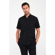 Erkek Klasik Kısa Kol Terry Cotton Düz Hediye Kutulu Gömlek - Siy Siyah Erkek Klasik Kısa Kol Terry Cotton Düz Hediye Kutulu Gömlek - Siy Siyah