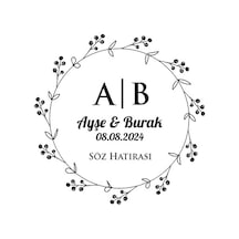 Şık Kenarlı Dikdörtgen Mühür Kına Nişan Düğün 3x3 Cm Özel Etiket / 50 Adet Sticker Beyaz