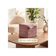 Premium Soft Gül Kurusu Mor Yaprak Desenli Peluş Mikrofiber Bez 30x40 Cm Çok Amaçlı Ev, Ofis Ve Oto İçin