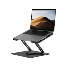 Katlanabilir Ayarlanabilir Alüminyum Laptop Standı, Taşınabilir Ergonomik Notebook Yükseltici, 6 Kademeli Yükseklik Ayarlı, Macbook Tablet Uyumlu, 10-17 İnç, Siyah