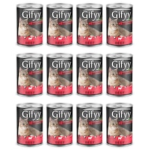 Gifyy 400 Gr Biftek Parçalı Kedi Yaş Mama 12 Adet