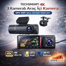 Techsmart Ghk-1008-3plus 4k 3 Kameralı Gps Wıfı Araç İçi Kamera