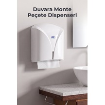 Duvara Monte Z Katlı Peçetelik Kağıt Havlu Dispenseri, Kilitli Beyaz