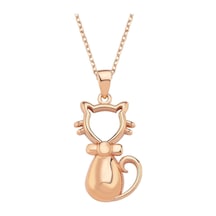 Rose Gümüş Papyonlu Kedi Kolye G1577klr1 Altınsepeti